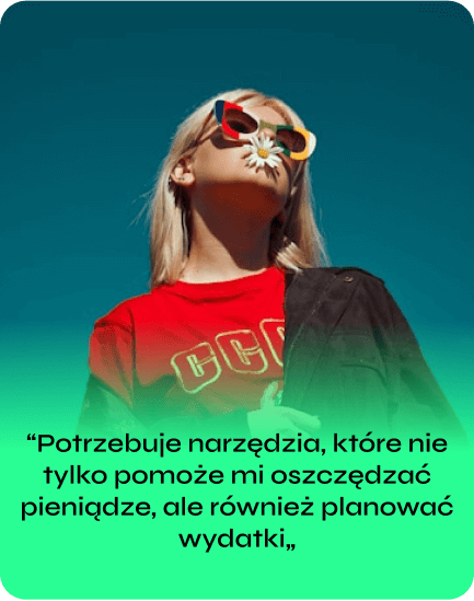 Kobieta modnie ubrana i cytat
